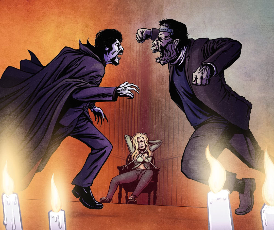 Dracula vs Frankenstein Sticker